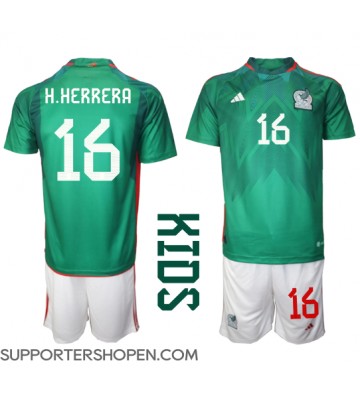 Mexiko Hector Herrera #16 Hemmatröja Barn VM 2022 Kortärmad (+ korta byxor)